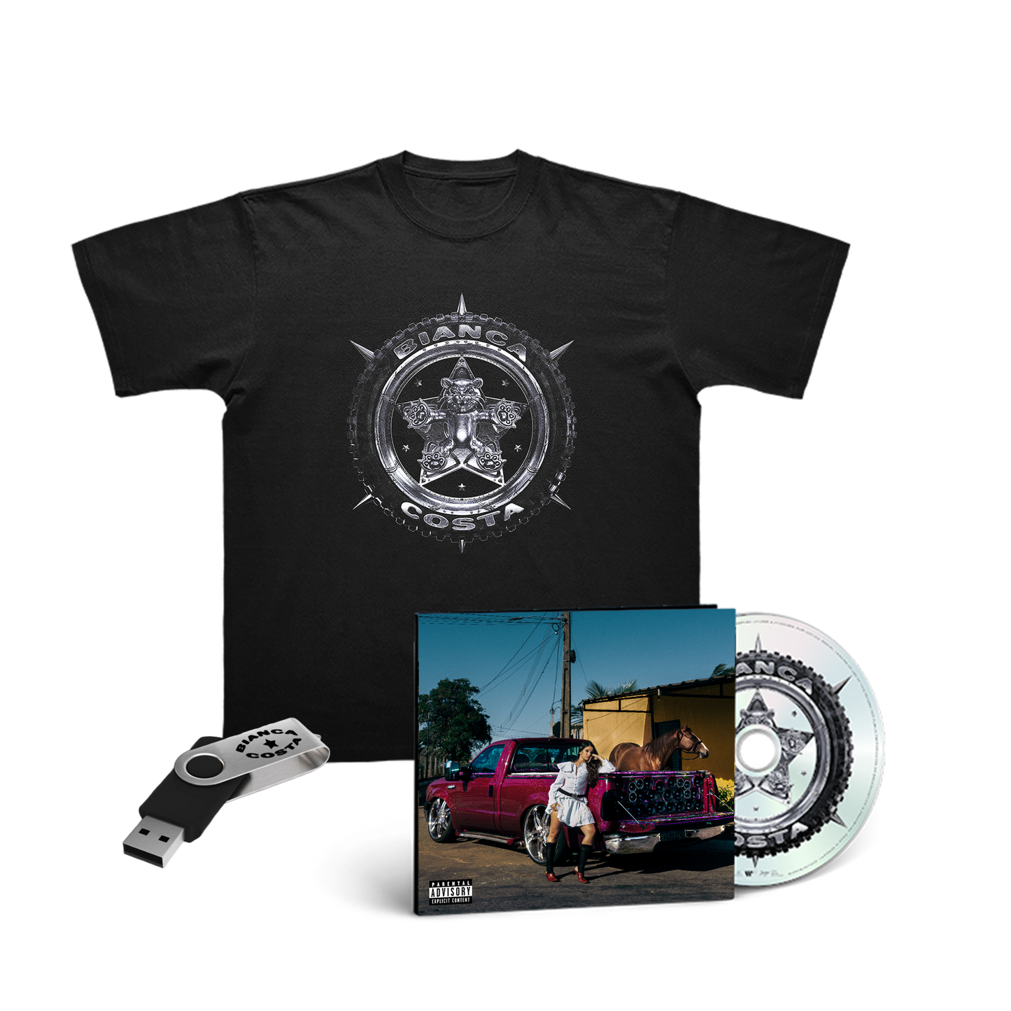 PACK CLE USB + CD "GRINGA" + TSHIRT NOIR OU BLANC