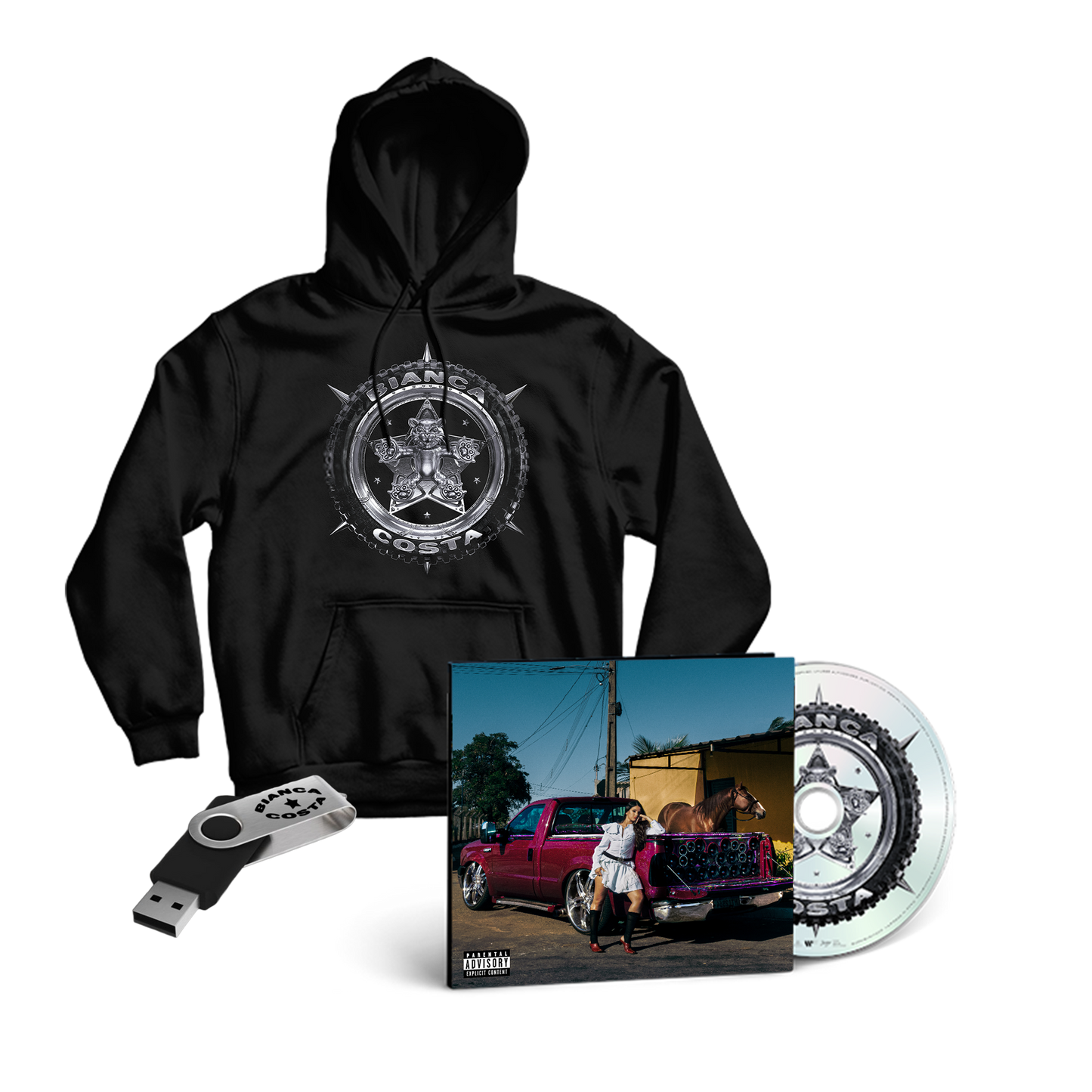 PACK CLE USB + CD "GRINGA" + HOODIE NOIR