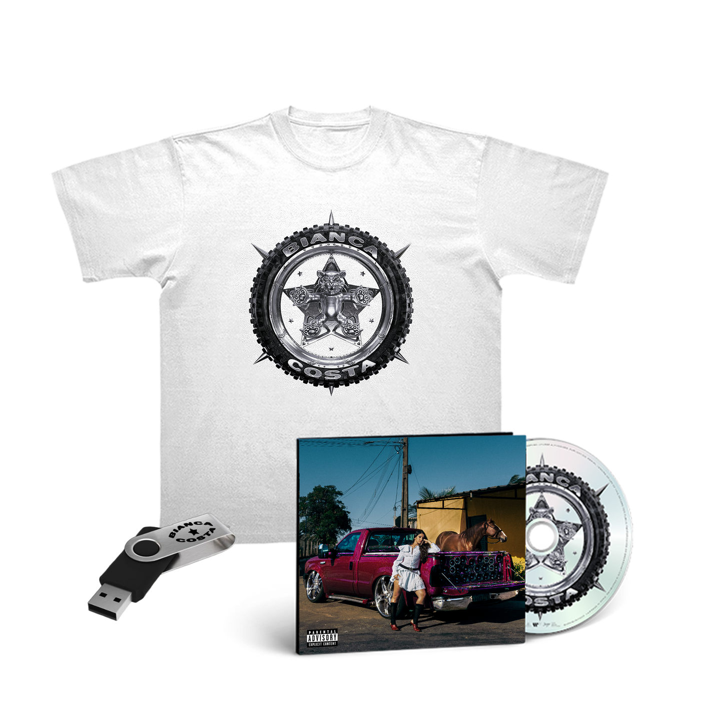 PACK CLE USB + CD "GRINGA" + TSHIRT NOIR OU BLANC