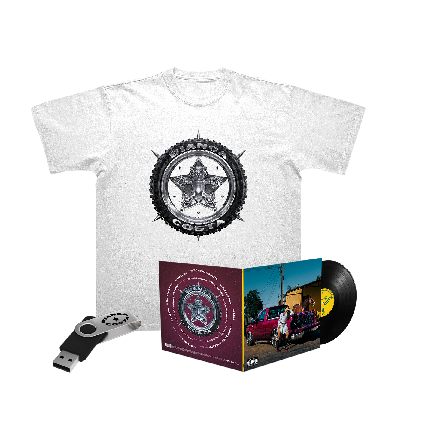 PACK CLE USB + LP "GRINGA" + TSHIRT NOIR OU BLANC