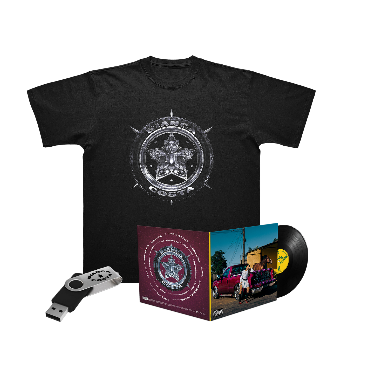PACK CLE USB + LP "GRINGA" + TSHIRT NOIR OU BLANC